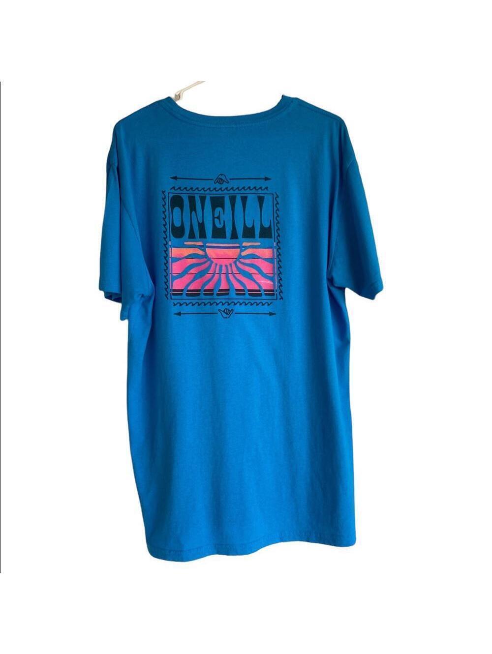 O'NEILL Sunrise Shaka Hawaii Sky Blue Surf Tee Shirt Men L Large